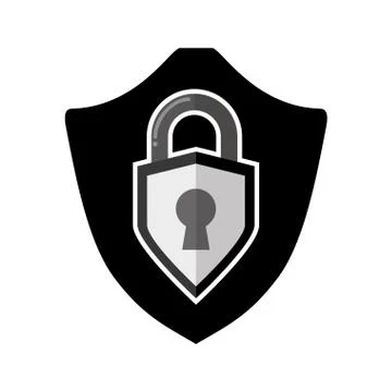 Shield with safe secure padlock vector illustration Illustrazione stock