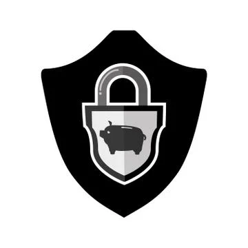 Shield with safe secure padlock vector illustration Stock Illustration