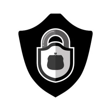 Shield with safe secure padlock vector illustration 스톡 일러스트