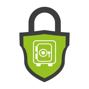 Shield with safe secure padlock vector illustration Stock Illustration
