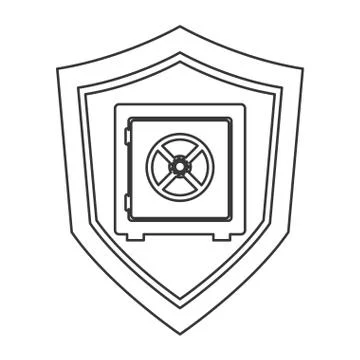 Shield with safety box icon Illustrazione stock
