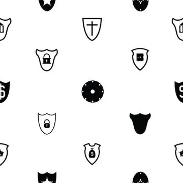 Shield seamless pattern background icon. Stock Illustration