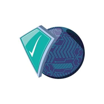 Shield secure with circuit electronic 스톡 일러스트