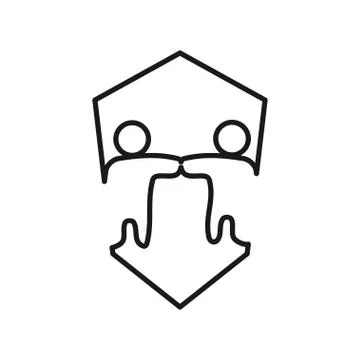 Shield secure Commitment Teamwork Together Outline Logo Stockillustratie