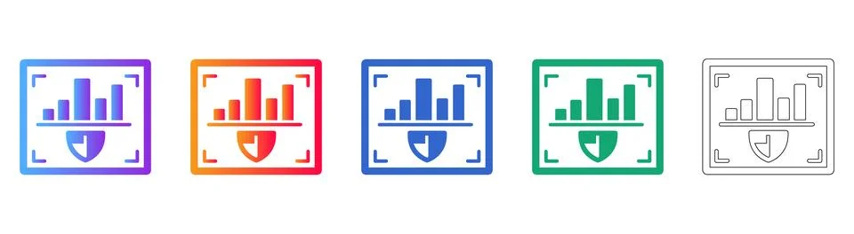 Shield Secure Financial Chart Icons Stock Illustration