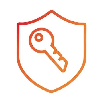 Shield secure with key gradient style icon Stock Illustration