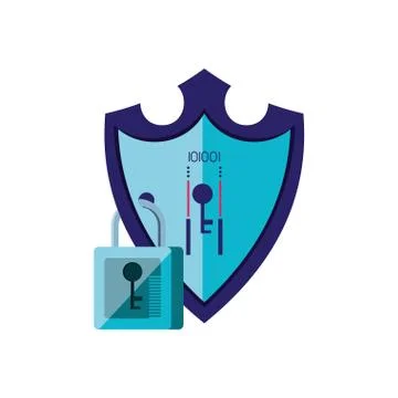 Shield secure with padlock isolated icon Illustrazione stock