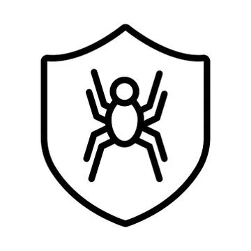 Shield secure with spider line style icon Stock Illustration
