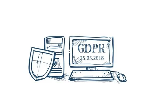 Shield security and protection of personal data on computer General Data Stock Illustration