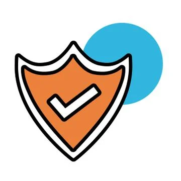 Shield security with check symbol line and fill style icon Stock Illustration