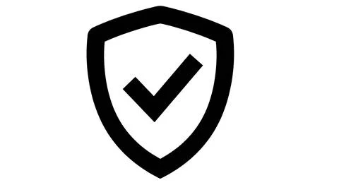 Shield Security Checkmark Icon Protection Verification Black Vector Illustration Stock Photos