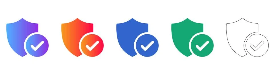 Shield Security Checkmark Icons Stock Illustration