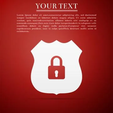 Shield security icon isolated on red background. Flat design. Vector イラスト素材