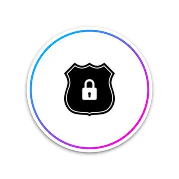 Shield security icon isolated on white background. Circle white button. Vector イラスト素材