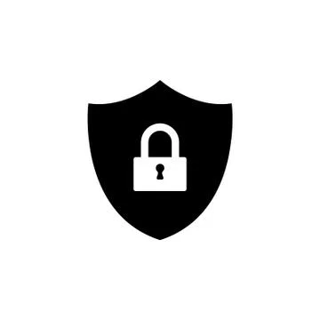 Shield security icon. vector illustration black on white background Stock Illustration
