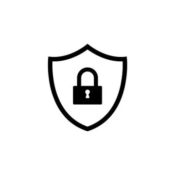 Shield security icon. vector illustration black on white background Stock Illustration