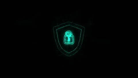 Shield security with lock icon with plexus effect. Connected lines with dots Stock Footage 169303652