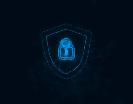 Shield security with lock icon with Plexus effect. Connected lines with dots Stock Illustration