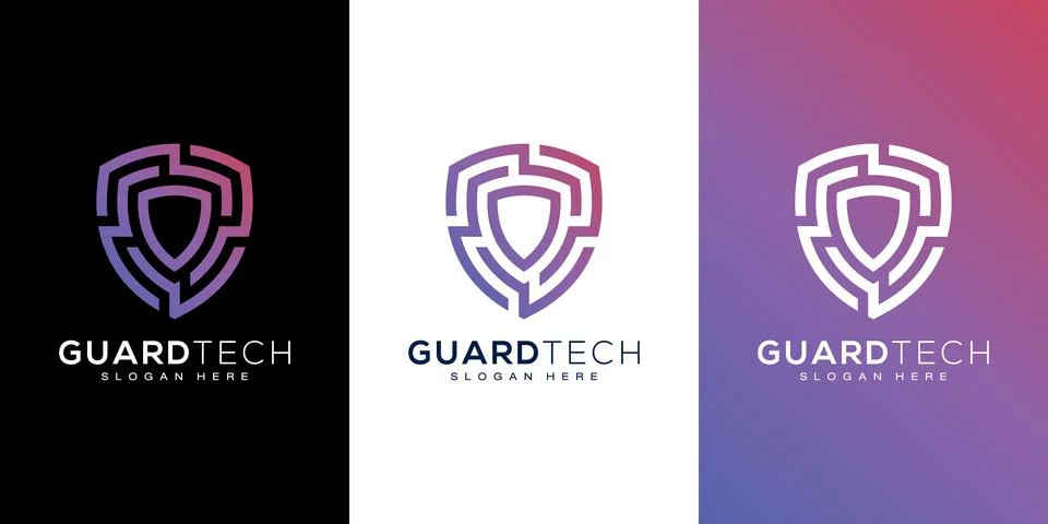 Shield security logo design and business card Stock Illustration