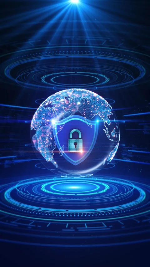 Shield Security. Network Technology Data privacy security background. Internet c Stock Footage 341895009