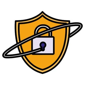 Shield security with padlock Stock Illustration