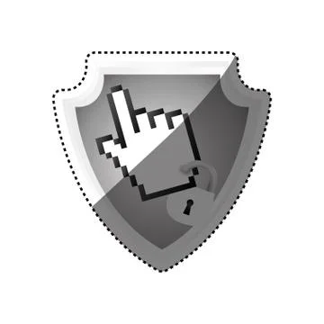 Shield security pointer hand Stock Illustration