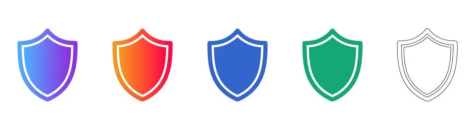 Shield Security Protection Icon Set Stock Illustration