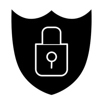 Shield security solid icon. Lock and shield vector illustration isolated on Illustrazione stock
