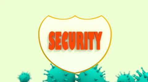 Shield with security text and virus models. security programm abstract Video stock 59373651