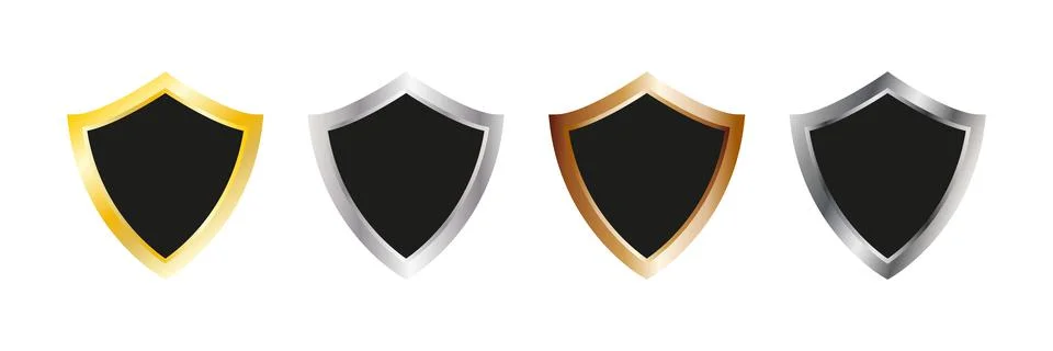 Shield set. Protection guard collection. Stock Illustration