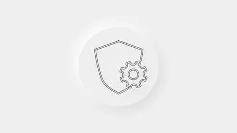 Shield with settings gear icon isolated on white background. Adjusting, service Stock Footage 156136742
