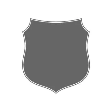 Shield shape icon. Gray label sign, isolated on white. Symbol of protection,  Stock Illustration