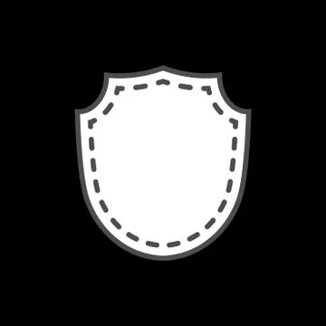 Shield shape icon. White silhouette sign isolated on black. Symbol of protect Stock Illustration