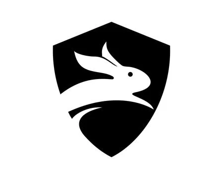 Shield shape with rabbit inside Illustrazione stock