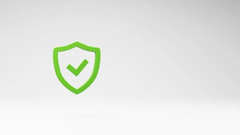 Shield Shape with Tick Symbol Spinning on Studio Light Gray Background Stock Footage 234413261