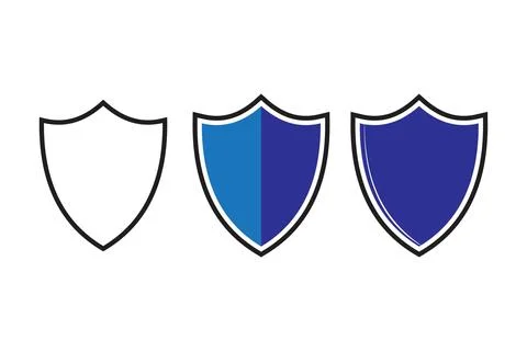Shield Shapes Collection. Blank Security Shield Icons in Filled Ilustración de archivo