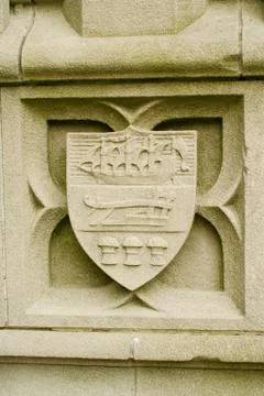 Shield with ship Foto stock