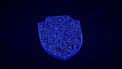 Shield sign in digital cyberspace Stock Footage 188032142