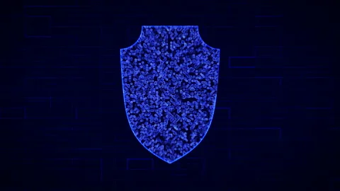 Shield sign in digital cyberspace Stock Footage 188069537