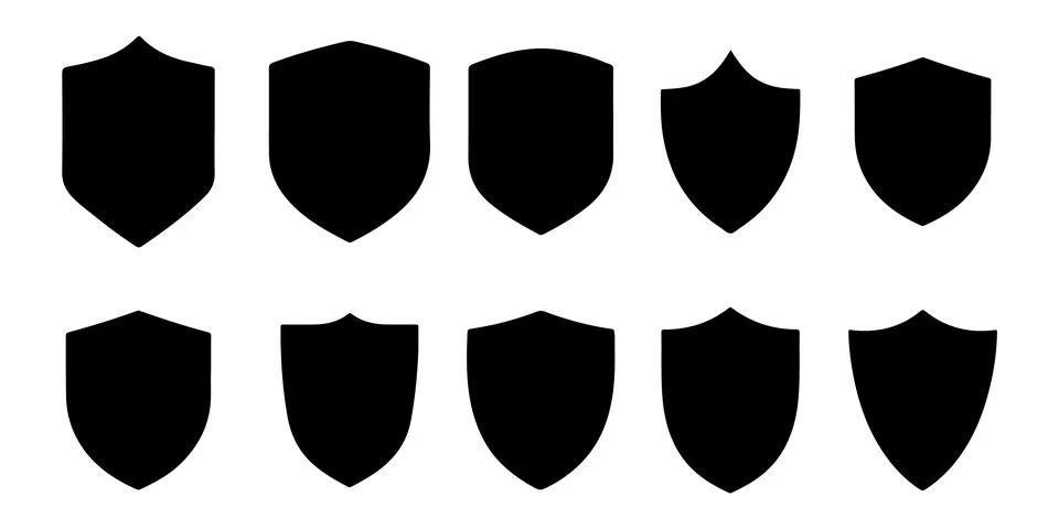 Shield silhouette vector icon set イラスト素材