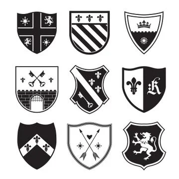 Shield silhouettes Illustrazione stock