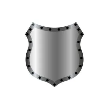 Shield silver gray icon shape emblem Stock Illustration