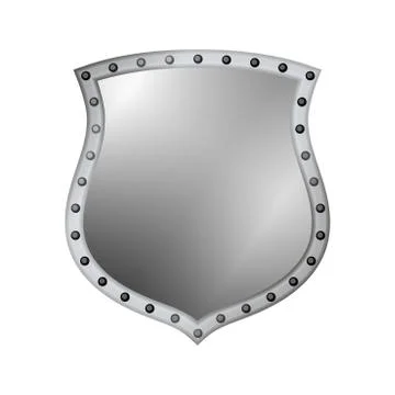Shield silver gray icon shape emblem Stock Illustration