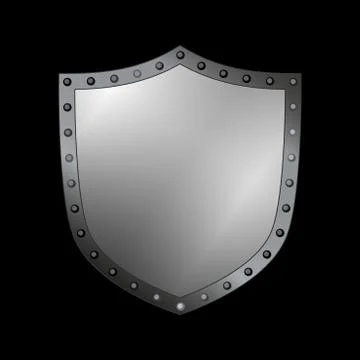 Shield silver gray icon shape emblem Stock Illustration