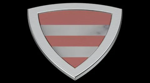 Shield silver medieval 3d illustration red render Stock Illustration
