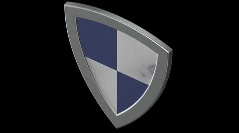 Shield silver medieval blue 3d illustration render Illustrazione stock