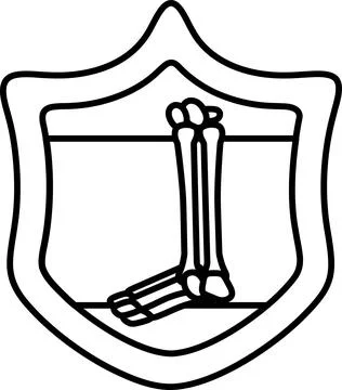 A shield with a skeleton on it Illustrazione stock