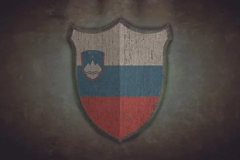 Shield with slovenia flag. Stock Illustration