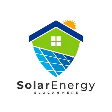 Shield Solar logo vector template, Creative Sun energy logo design concepts Stock Illustration