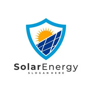 Shield Solar logo vector template, Creative Sun energy logo design concepts Stock Illustration